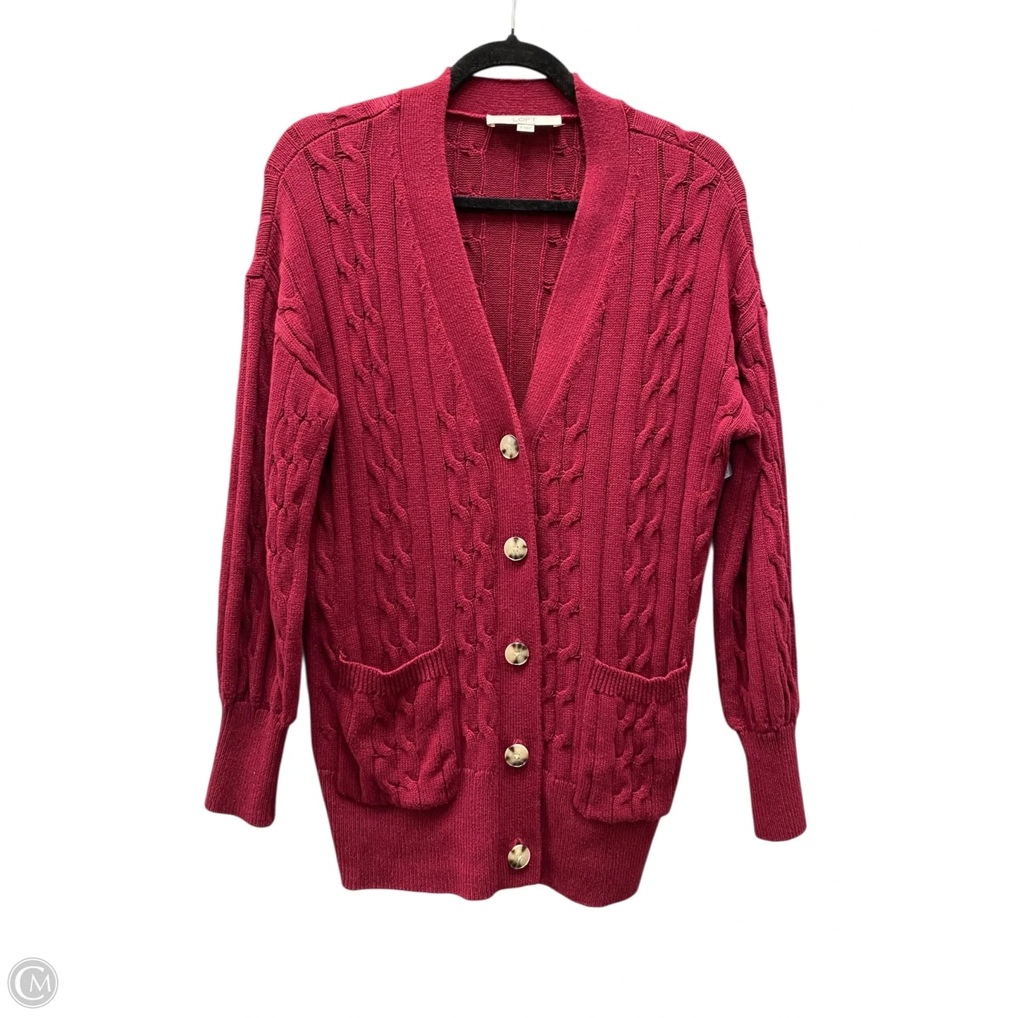 Sweater Cardigan By Loft In Maroon, Size: M