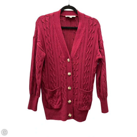 Sweater Cardigan By Loft In Maroon, Size: M
