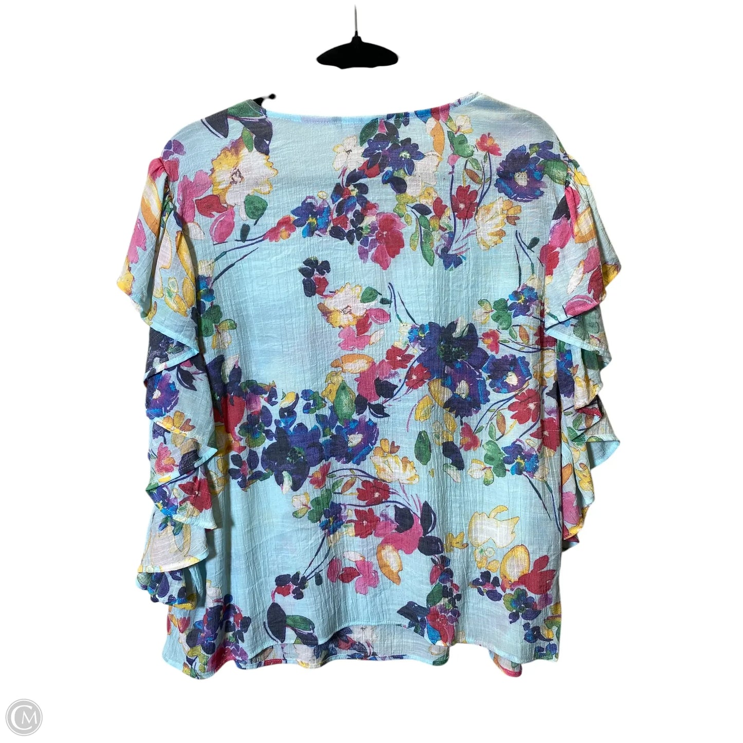 Top Short Sleeve By Zac And Rachel In Floral Print, Size: L