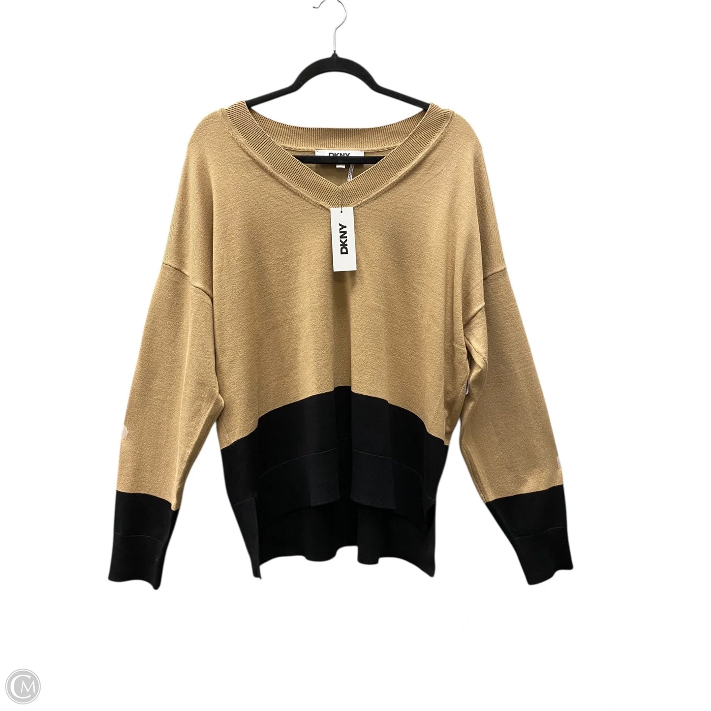 Sweater By Dkny In Black & Tan, Size: L