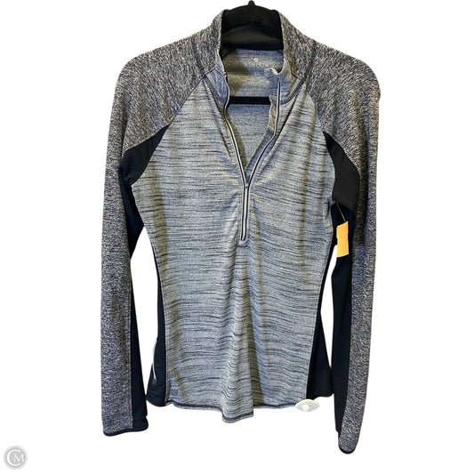Athletic Top Long Sleeve Collar By Athleta In Black & Grey, Size: S