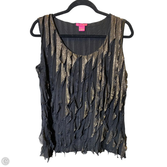 Top Sleeveless By Sunny Leigh In Black & Gold, Size: L