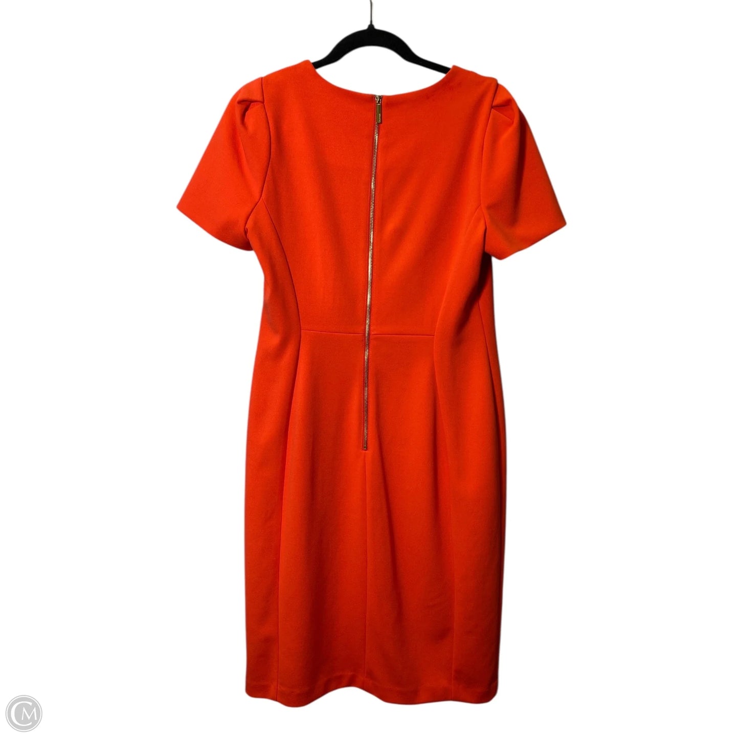Dress Casual Midi By Calvin Klein In Orange, Size: L