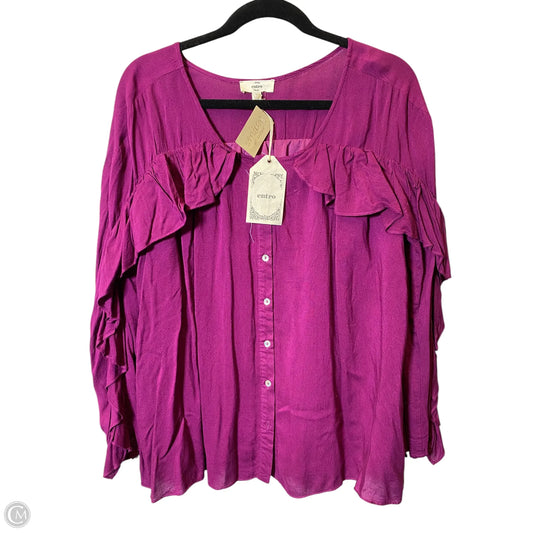 Top Long Sleeve By Entro In Maroon, Size: M