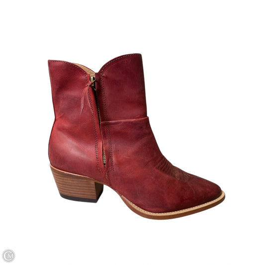Boots Mid-calf Heels By Lucchese In Maroon, Size: 8.5