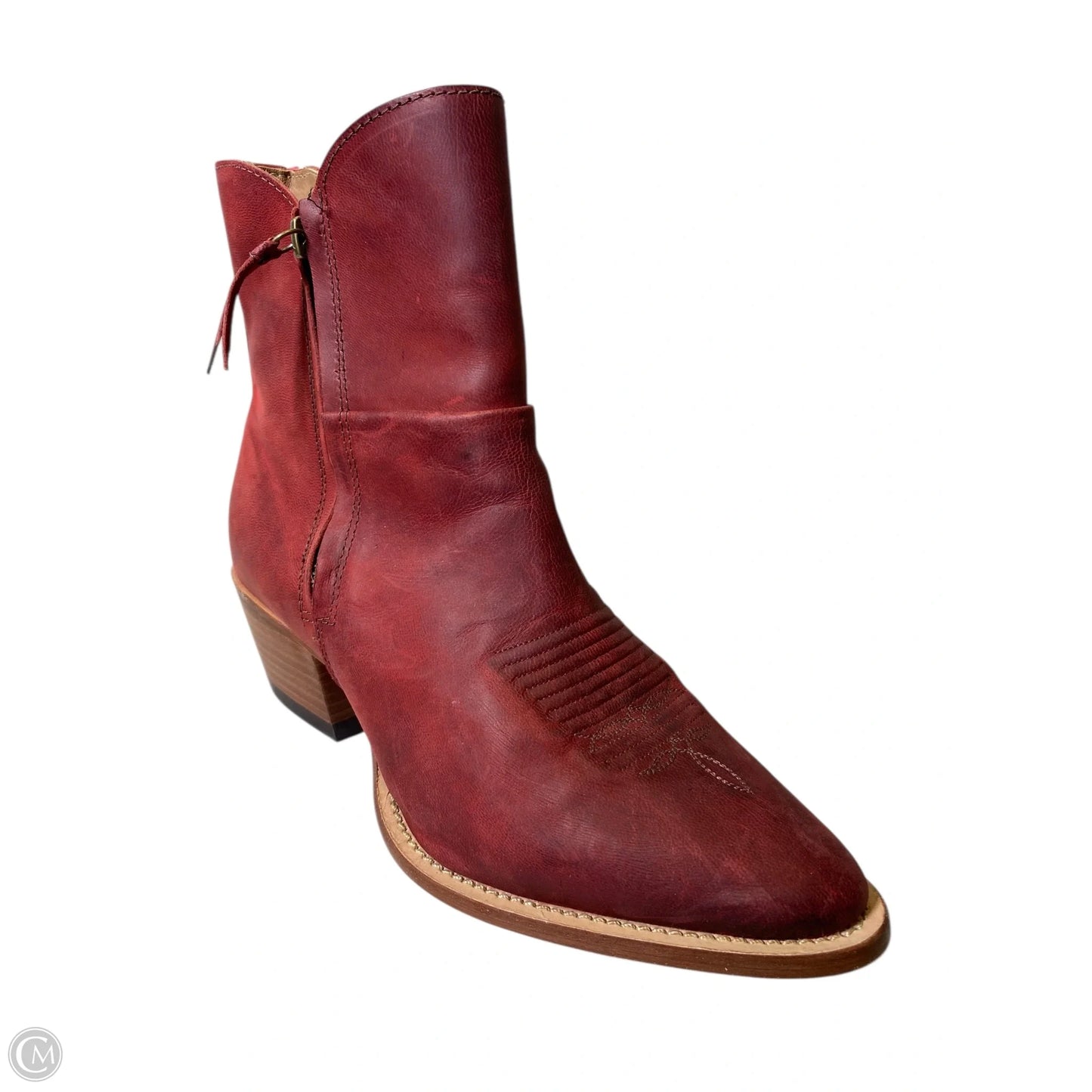 Boots Mid-calf Heels By Lucchese In Maroon, Size: 8.5