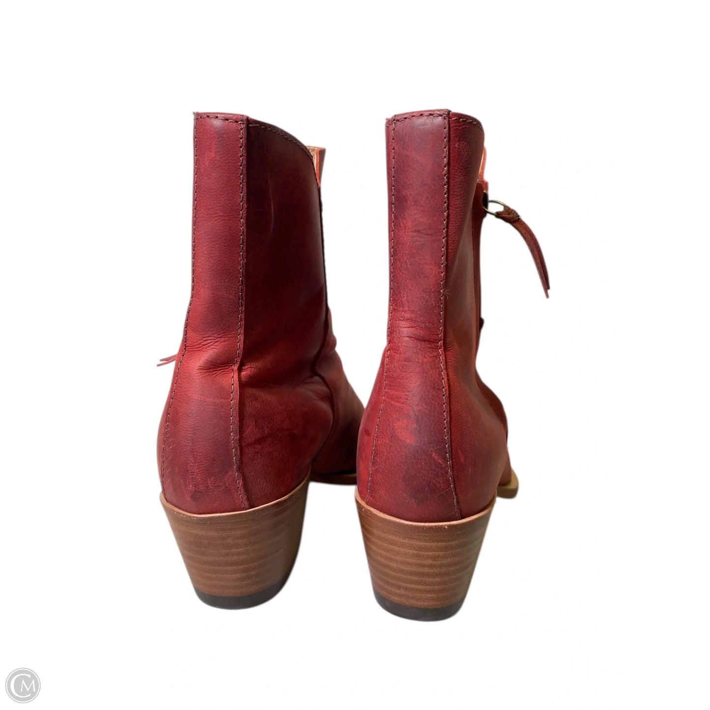 Boots Mid-calf Heels By Lucchese In Maroon, Size: 8.5