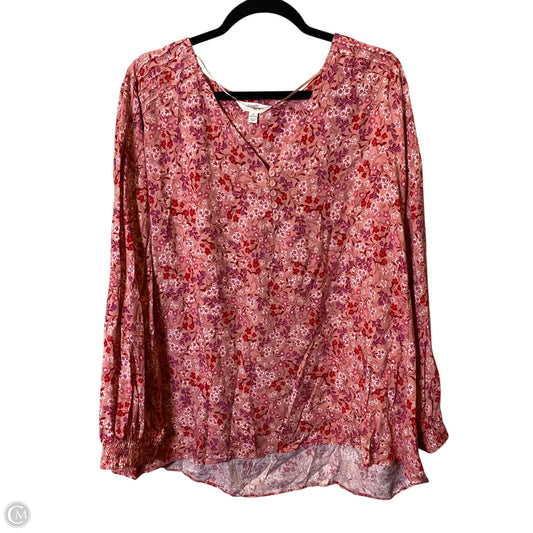 Top Long Sleeve By Terra & Sky In Floral Print, Size: 1x