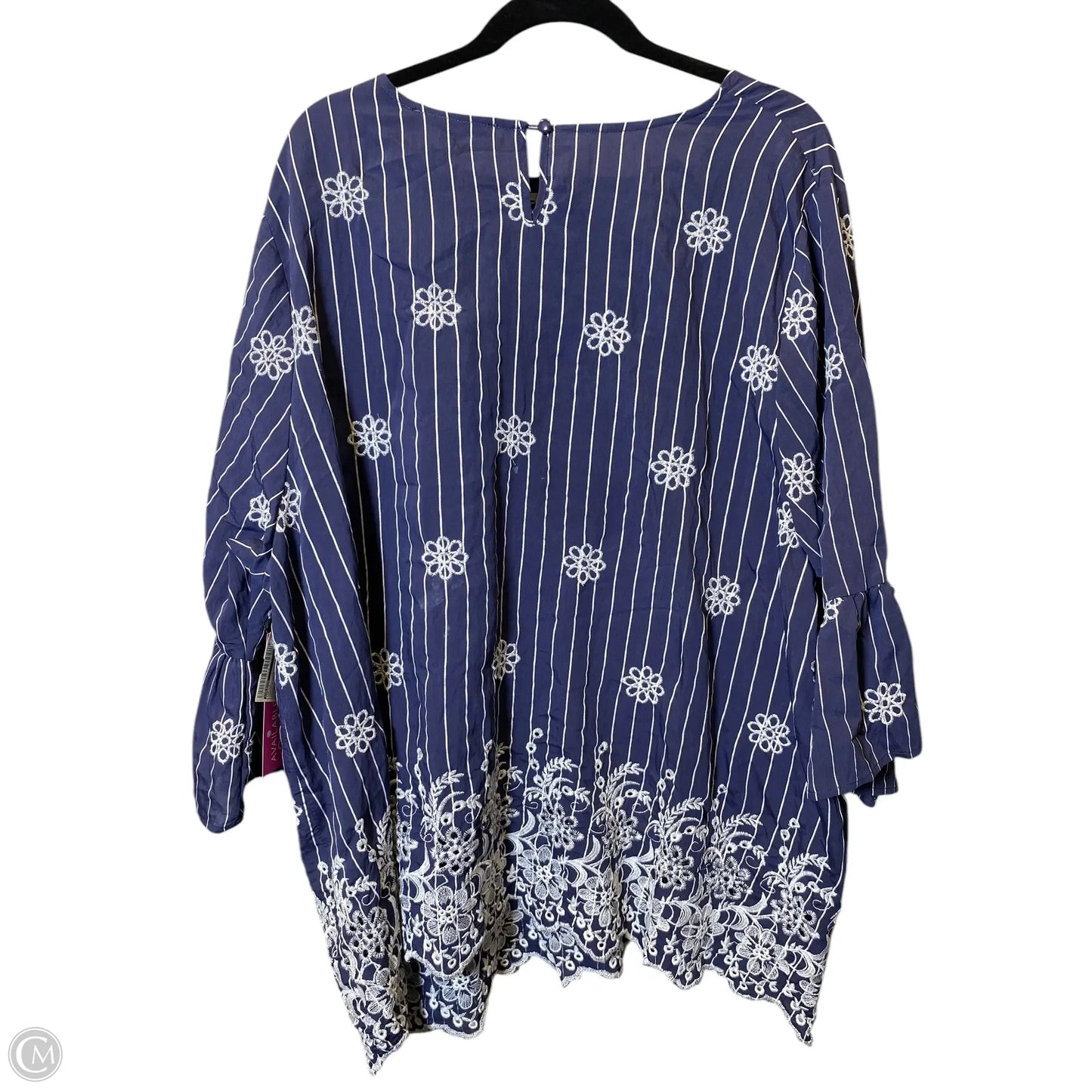 Top Long Sleeve By Calessa In Purple & White, Size: 3x