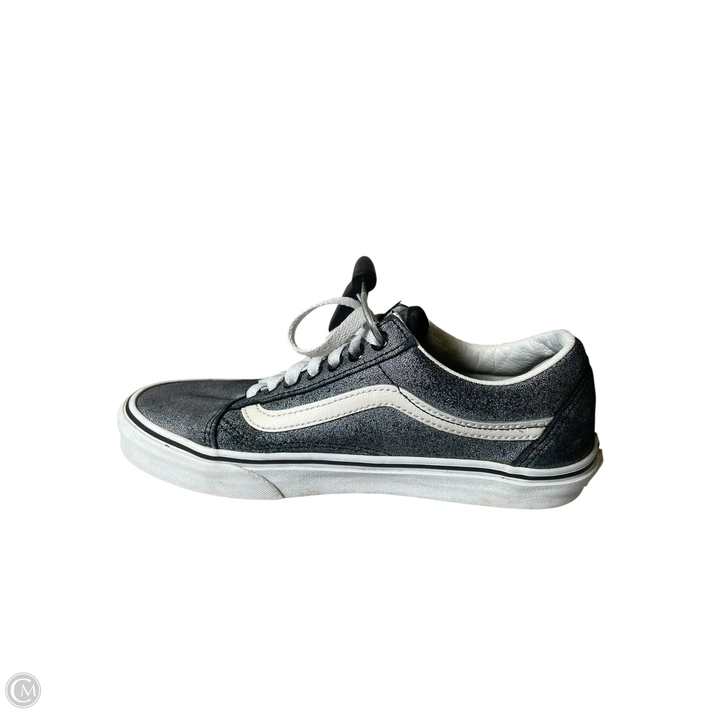 Shoes Flats By Vans In Black & Silver, Size: 8