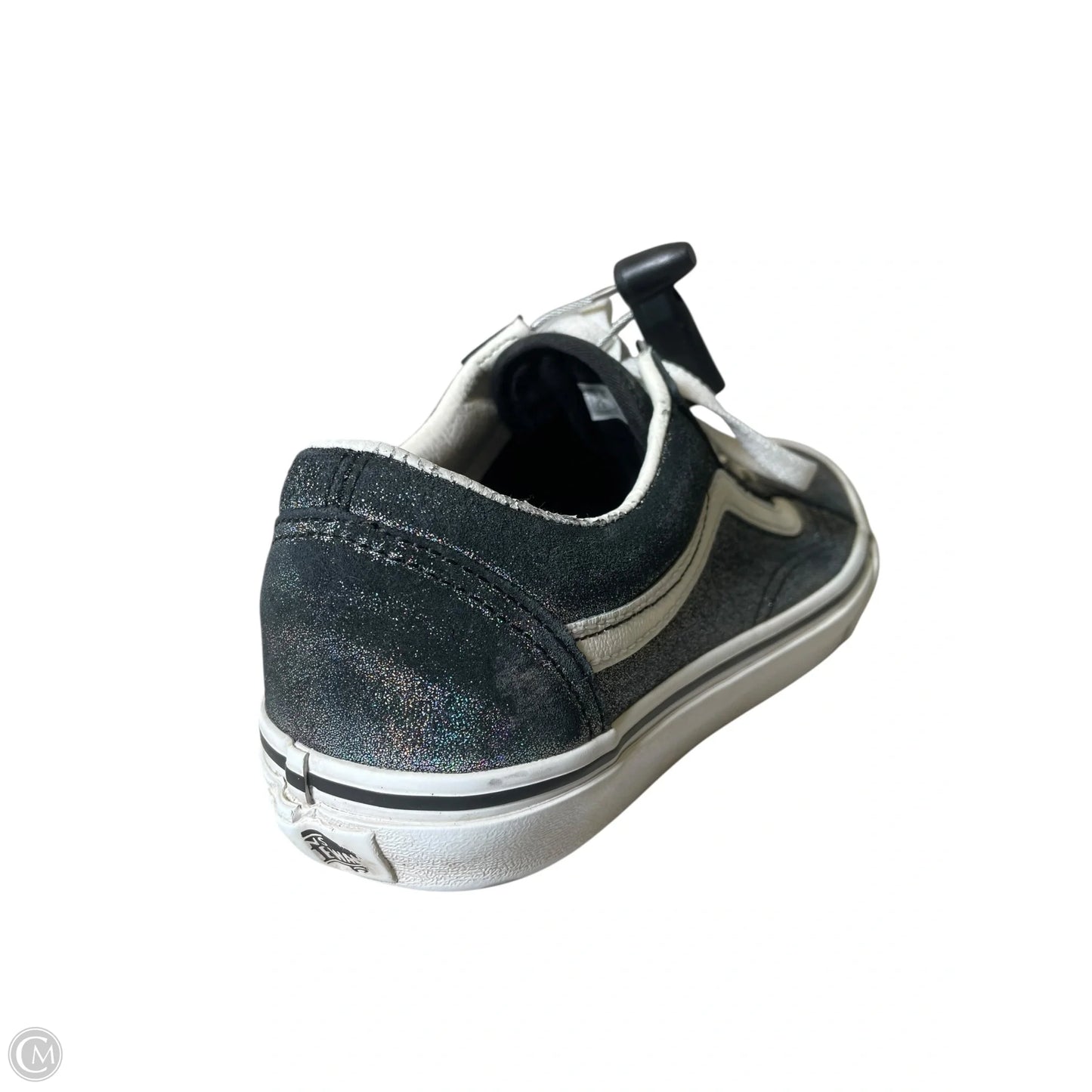 Shoes Flats By Vans In Black & Silver, Size: 8