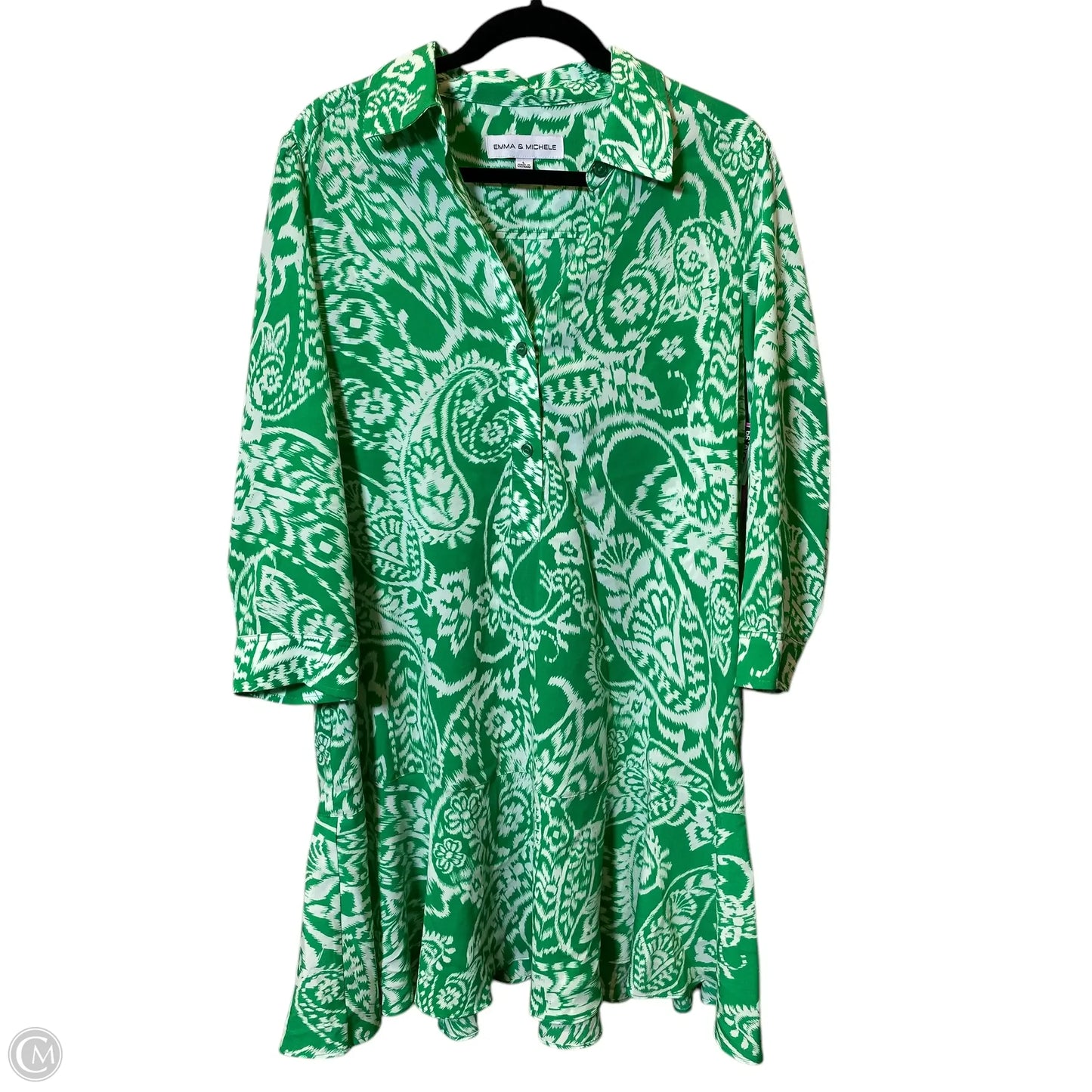 Dress Casual Short By Emma And Michele In Green & White, Size: L