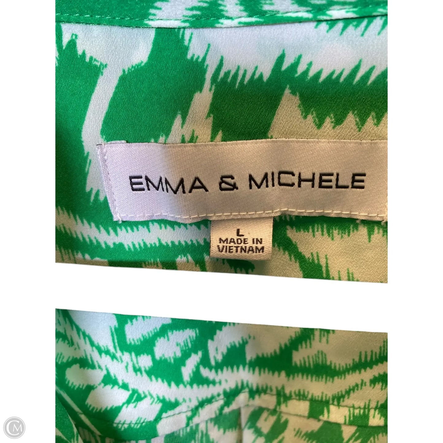 Dress Casual Short By Emma And Michele In Green & White, Size: L