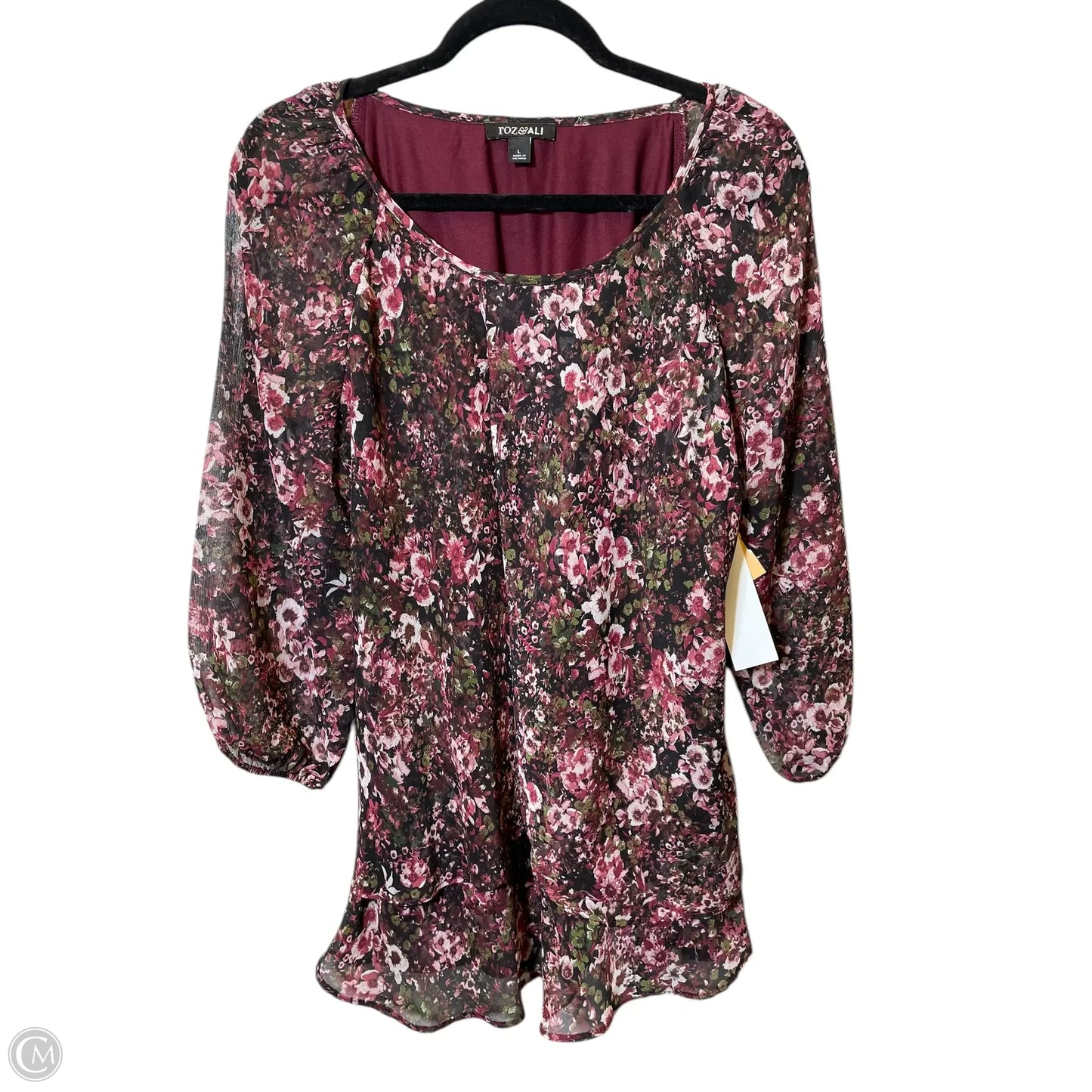 Top Long Sleeve By Roz And Ali In Floral Print, Size: L