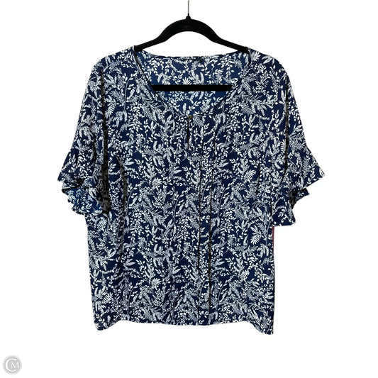 Top Short Sleeve By Clothes Mentor In Blue & White, Size: L