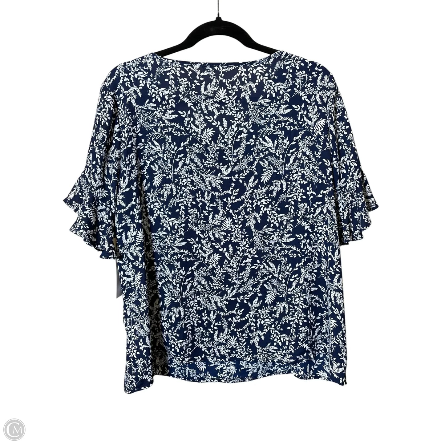 Top Short Sleeve By Clothes Mentor In Blue & White, Size: L