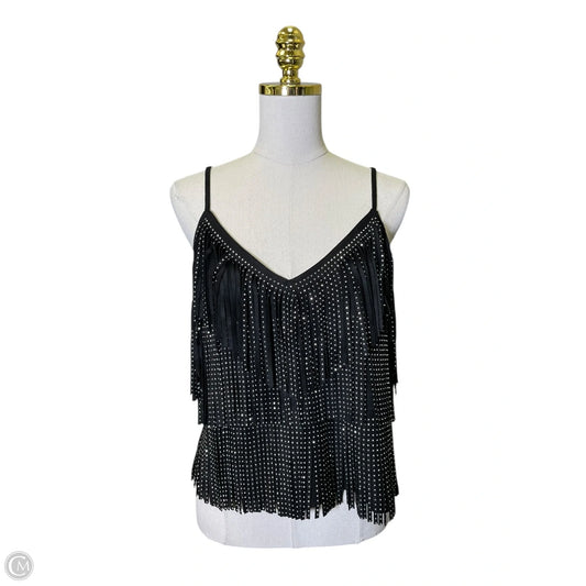 Top Sleeveless By Main Strip In Black & Silver, Size: M