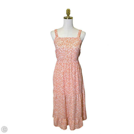 Dress Casual Midi By Jessica Simpson In Orange & White, Size: M