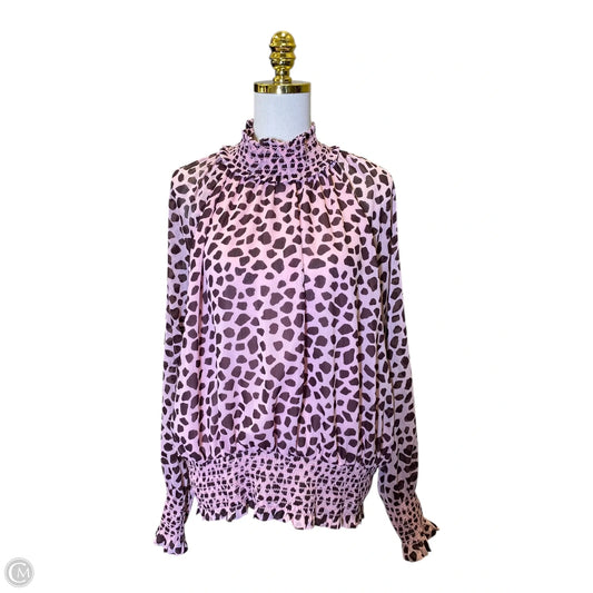 Top Long Sleeve By Ann Taylor In Animal Print, Size: L