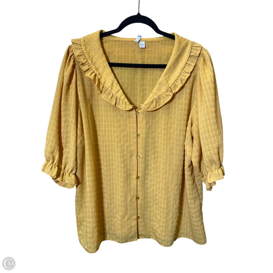 Top Short Sleeve By Cato In Yellow, Size: 2x