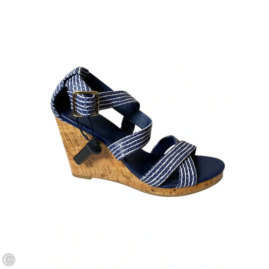 Shoes Heels Wedge By Cole-haan In Blue & White, Size: 8.5