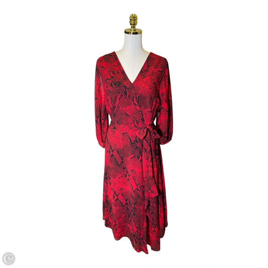 Dress Casual Midi By Calvin Klein In Animal Print, Size: L