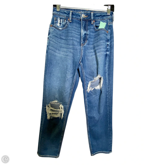 Jeans Straight By American Eagle In Blue Denim, Size: 4