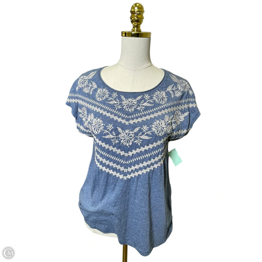 Top Short Sleeve By Johnny Was In Blue & White, Size: S