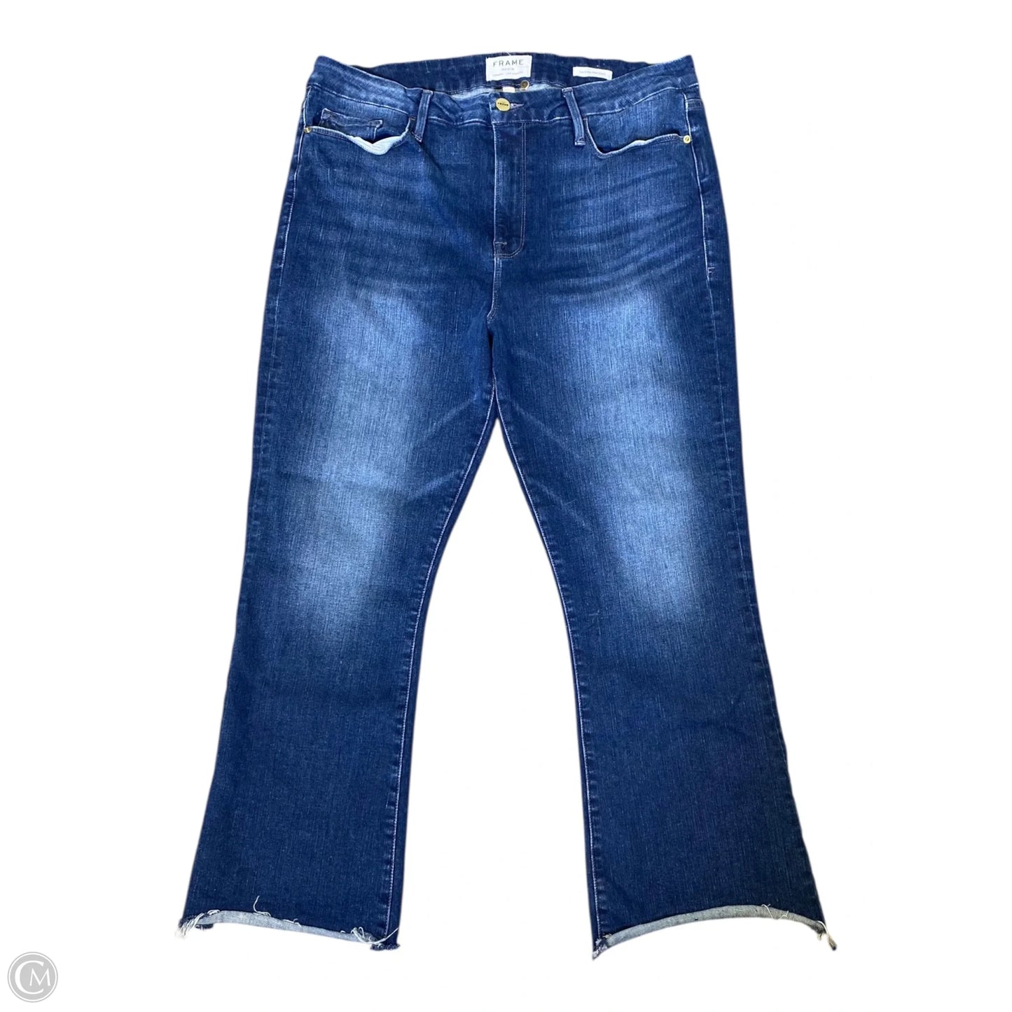 Jeans Cropped By Frame In Blue Denim, Size: 18