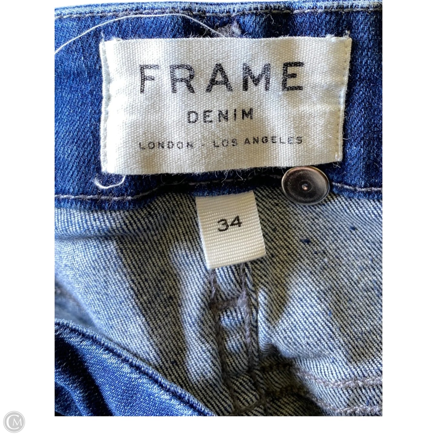 Jeans Cropped By Frame In Blue Denim, Size: 18