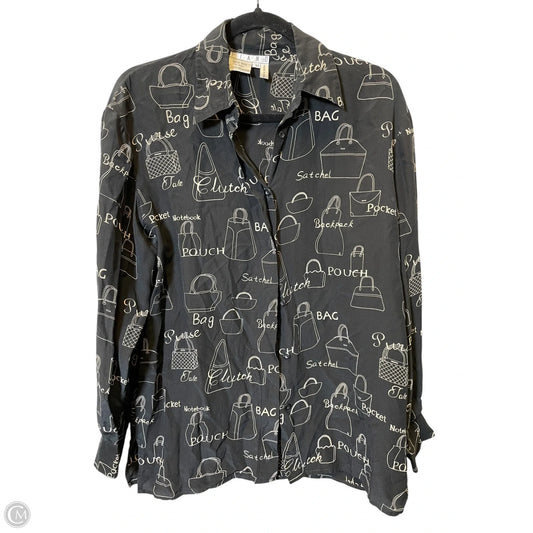 Blouse Long Sleeve By Cmc In Black & Tan, Size: M