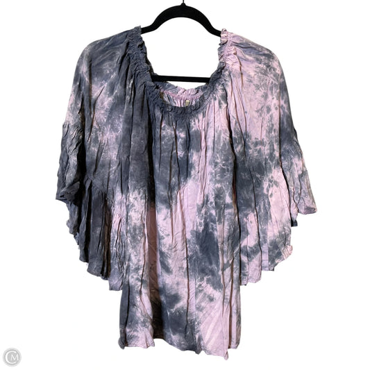 Top 3/4 Sleeve By Elan In Tie Dye Print, Size: Osfm