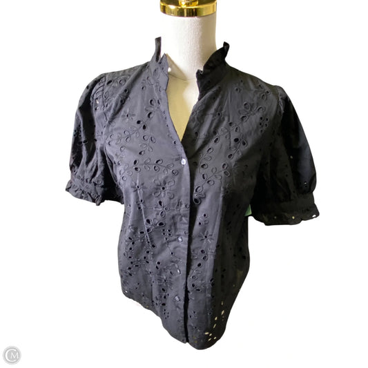 Blouse Short Sleeve By Ann Taylor In Black, Size: M
