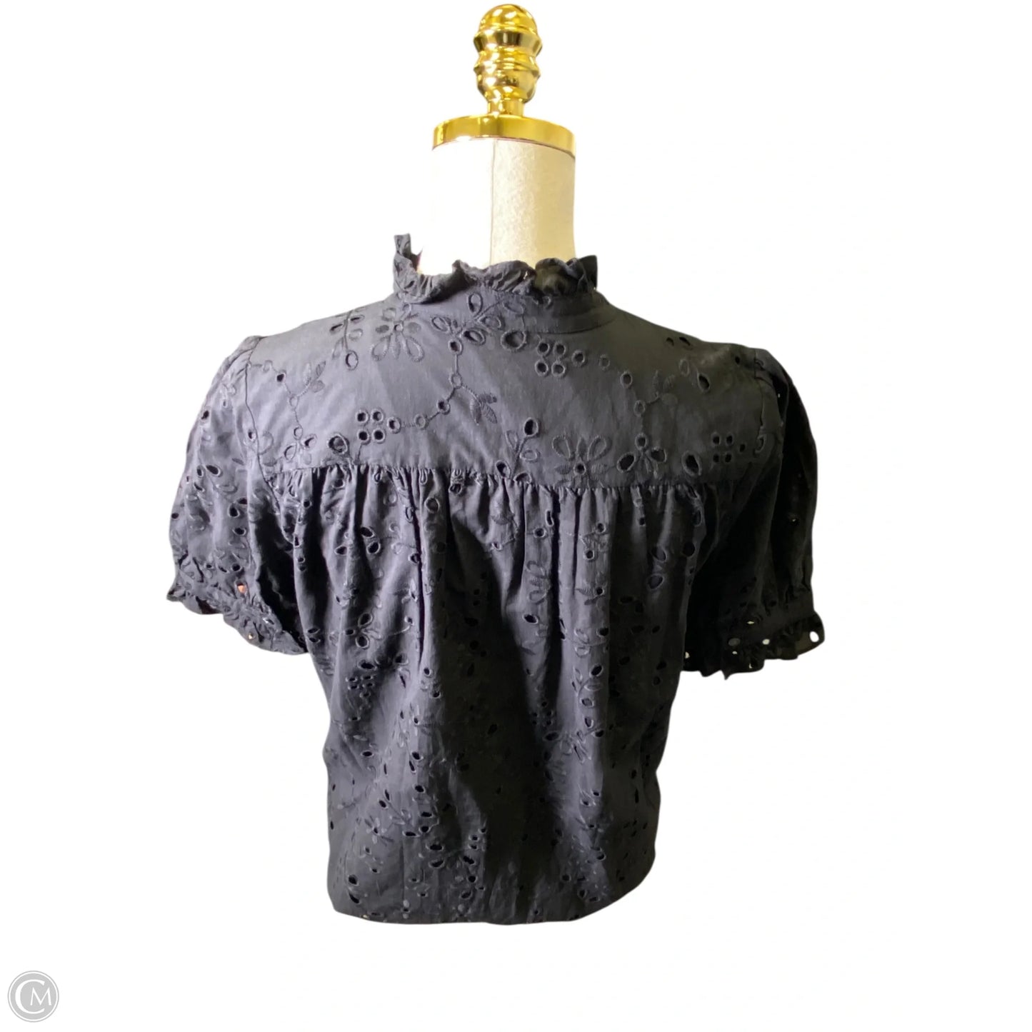 Blouse Short Sleeve By Ann Taylor In Black, Size: M