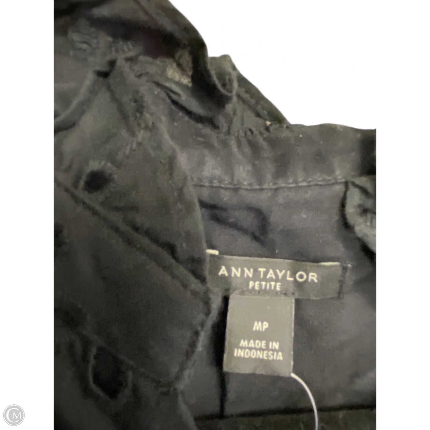 Blouse Short Sleeve By Ann Taylor In Black, Size: M