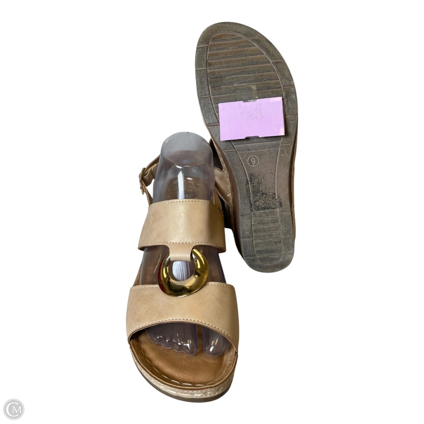 Shoes Heels Wedge By Clothes Mentor In Beige, Size: 9