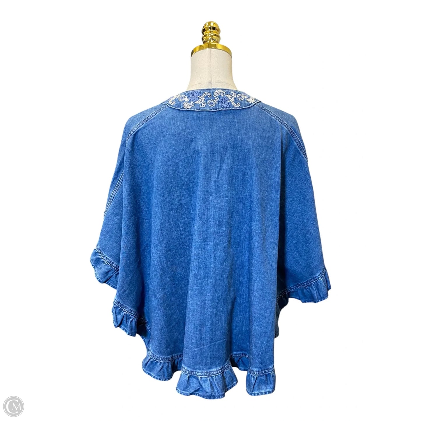 Shawl By Chicos In Blue Denim, Size: Osfm