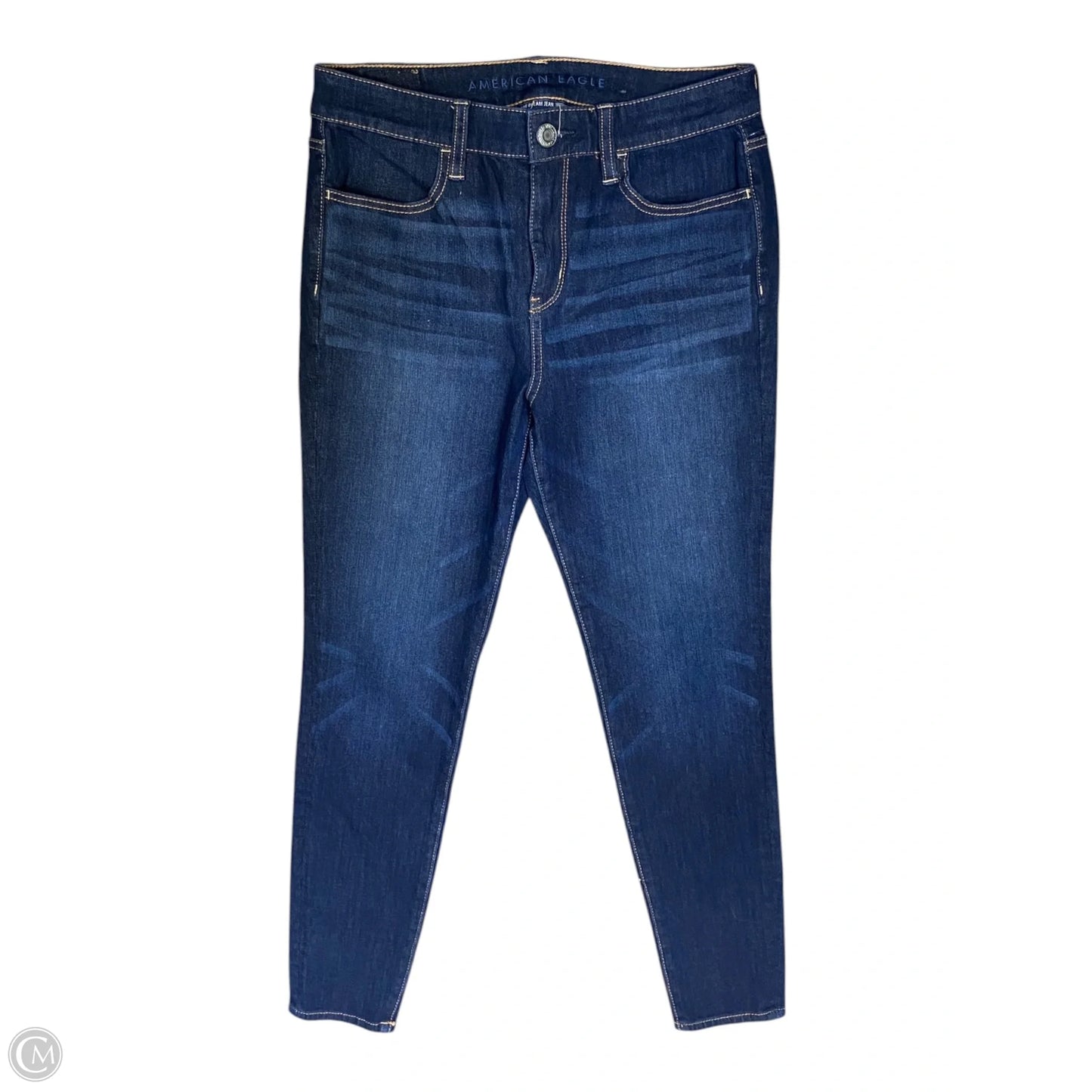 Jeans Skinny By American Eagle In Blue Denim, Size: 8