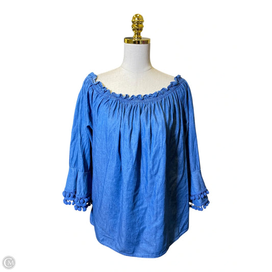 Top 3/4 Sleeve By Clothes Mentor In Blue Denim, Size: 1x
