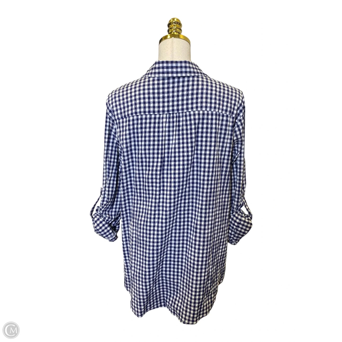 Top Long Sleeve By Kut In Blue & White, Size: Xl