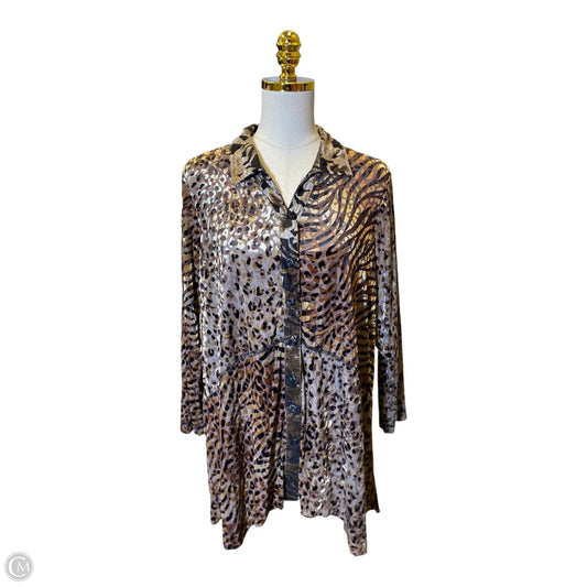 Top Long Sleeve By Ali Miles In Animal Print, Size: L