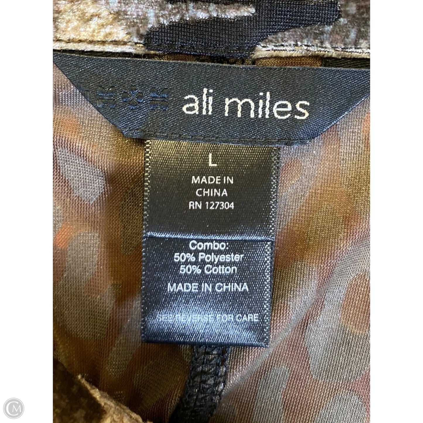 Top Long Sleeve By Ali Miles In Animal Print, Size: L