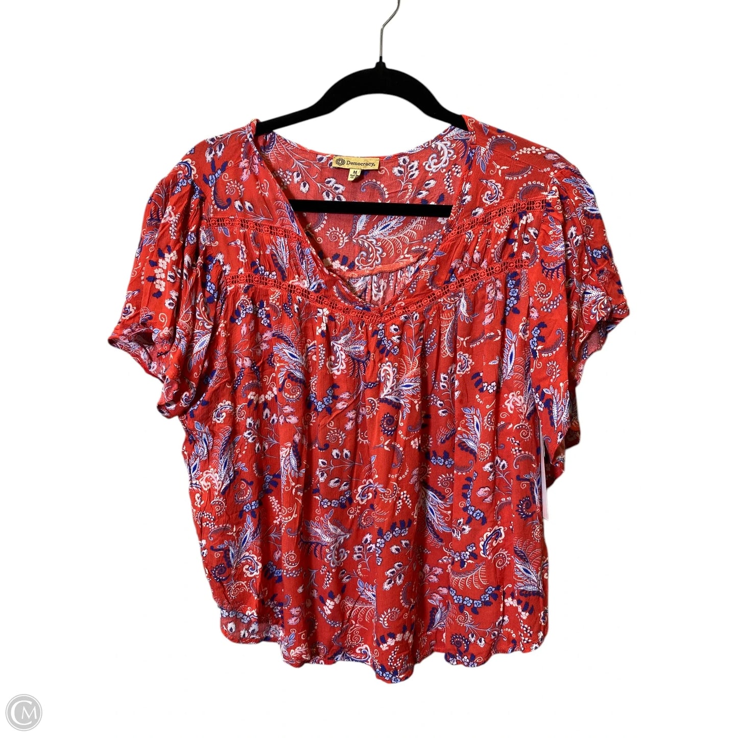 Top Short Sleeve By Democracy In Multi-colored, Size: M