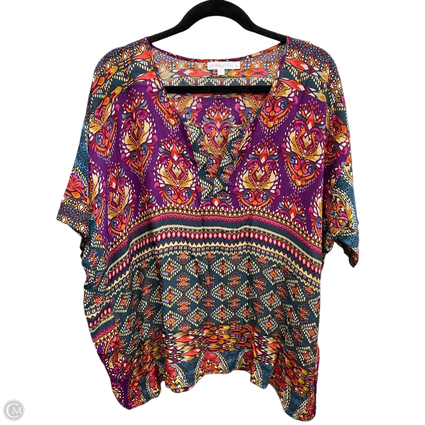 Top Short Sleeve By Love In Multi-colored, Size: L