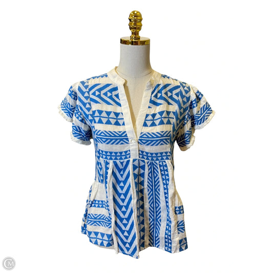 Top Short Sleeve By Thml In Blue & White, Size: Xs