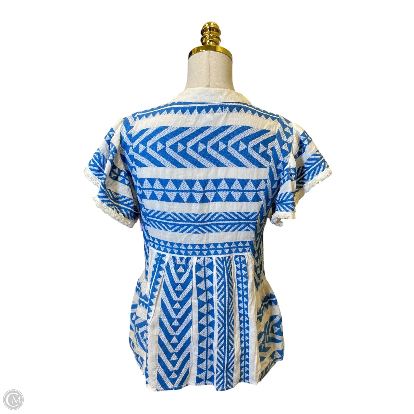 Top Short Sleeve By Thml In Blue & White, Size: Xs