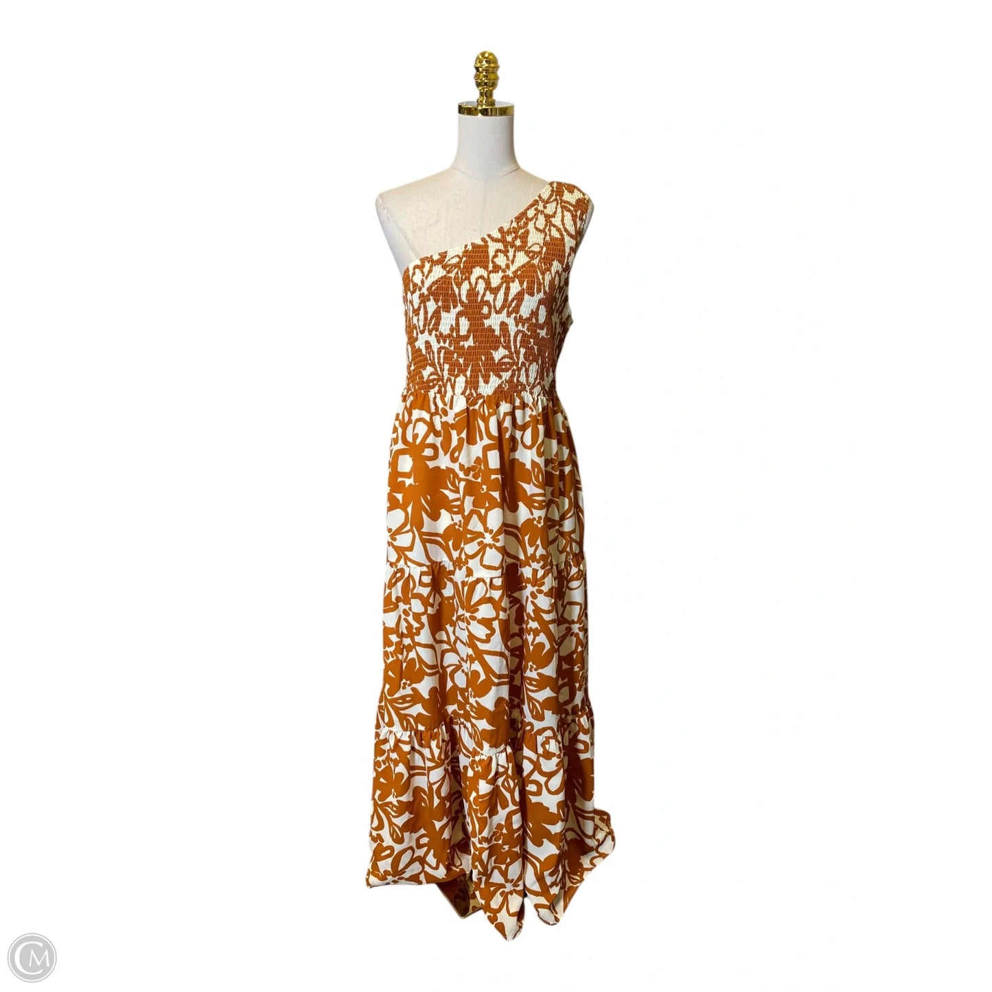Dress Casual Maxi By Sugar Lips In Orange & White, Size: L