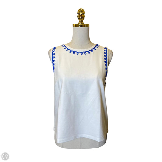 Top Sleeveless By Ann Taylor In Blue & White, Size: L