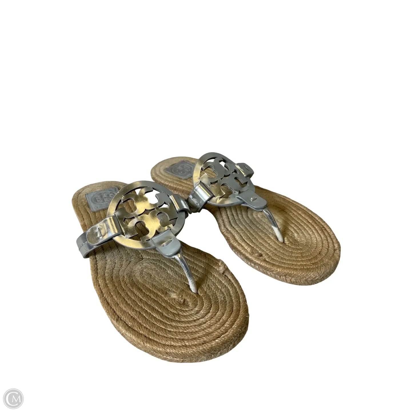 Sandals Designer By Tory Burch In Silver, Size: 8