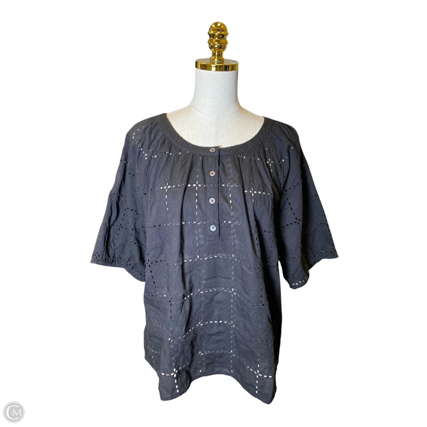 Top Short Sleeve By Chicos In Black, Size: L